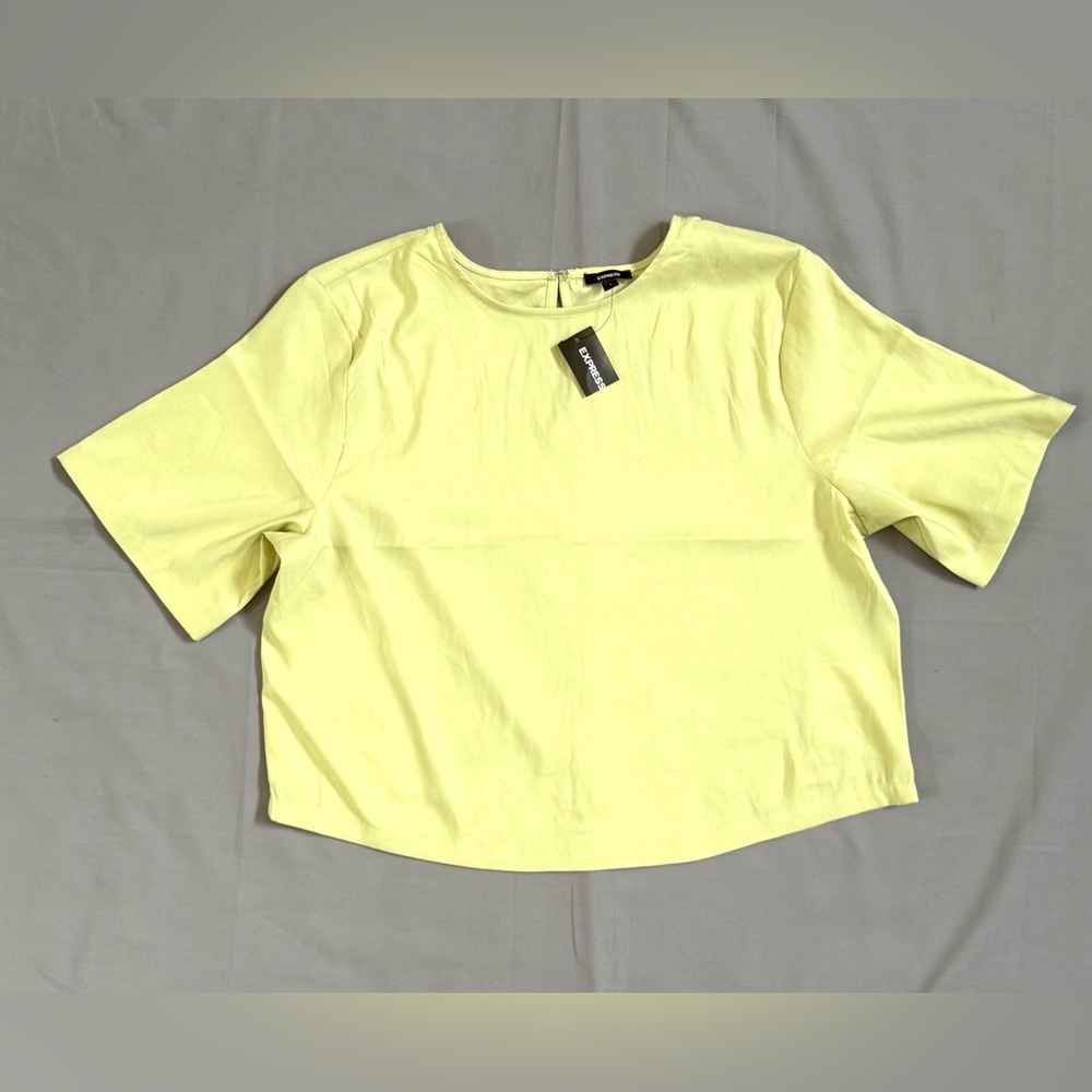 Express Light Yellow‎ Boxy Short-Sleeve Top